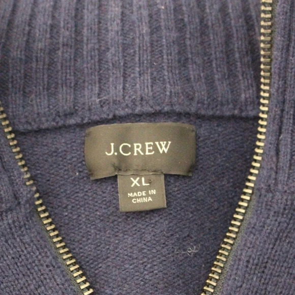 J.Crew Men’s Merino Wool-Blend Half Zip Navy Blue Sweater - Picture 4 of 5